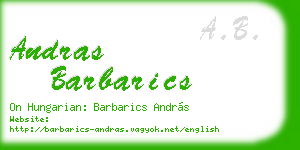 andras barbarics business card